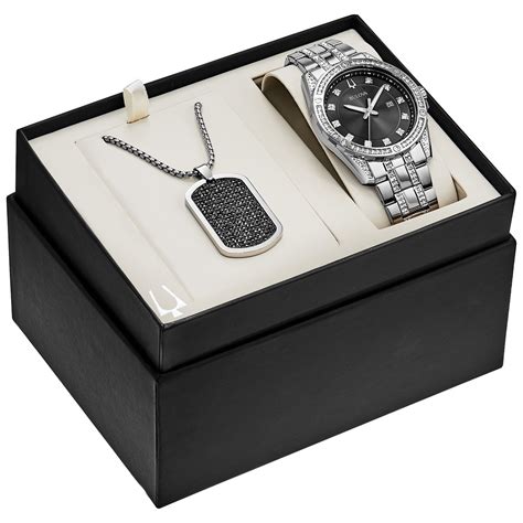 bulova men's stainless steel watch & dog tag boxed set|stainless steel Bulova precisionist.